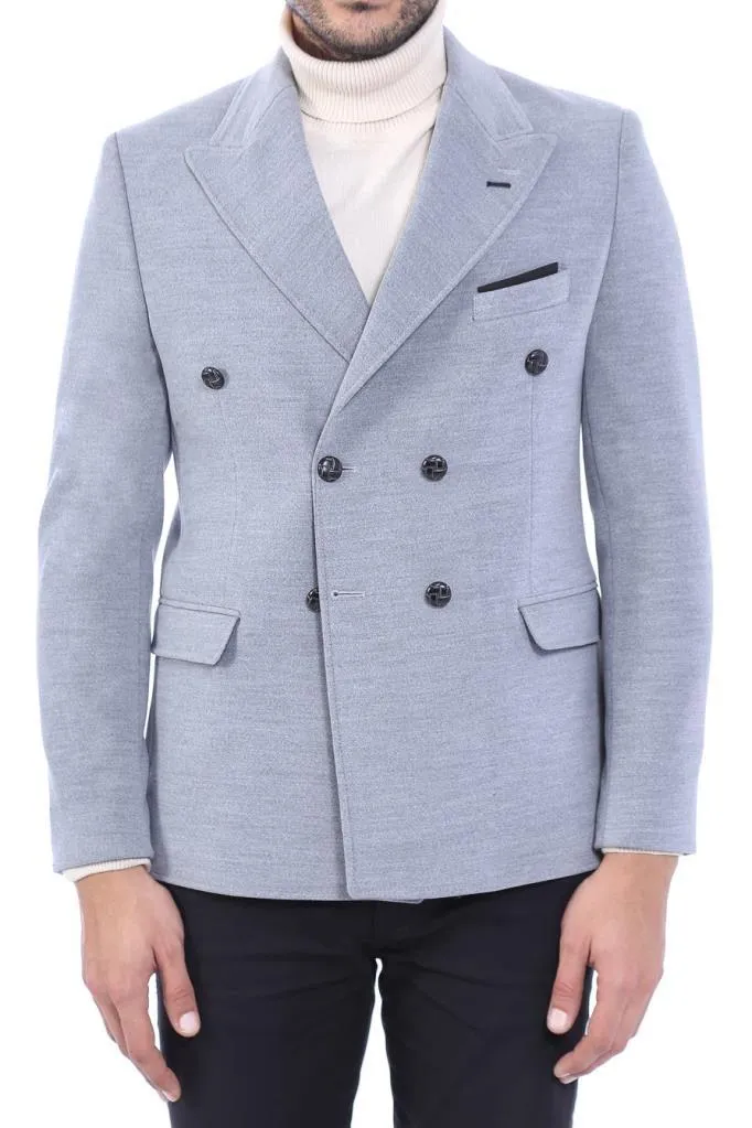 15615 Grey Double Breasted Jacket