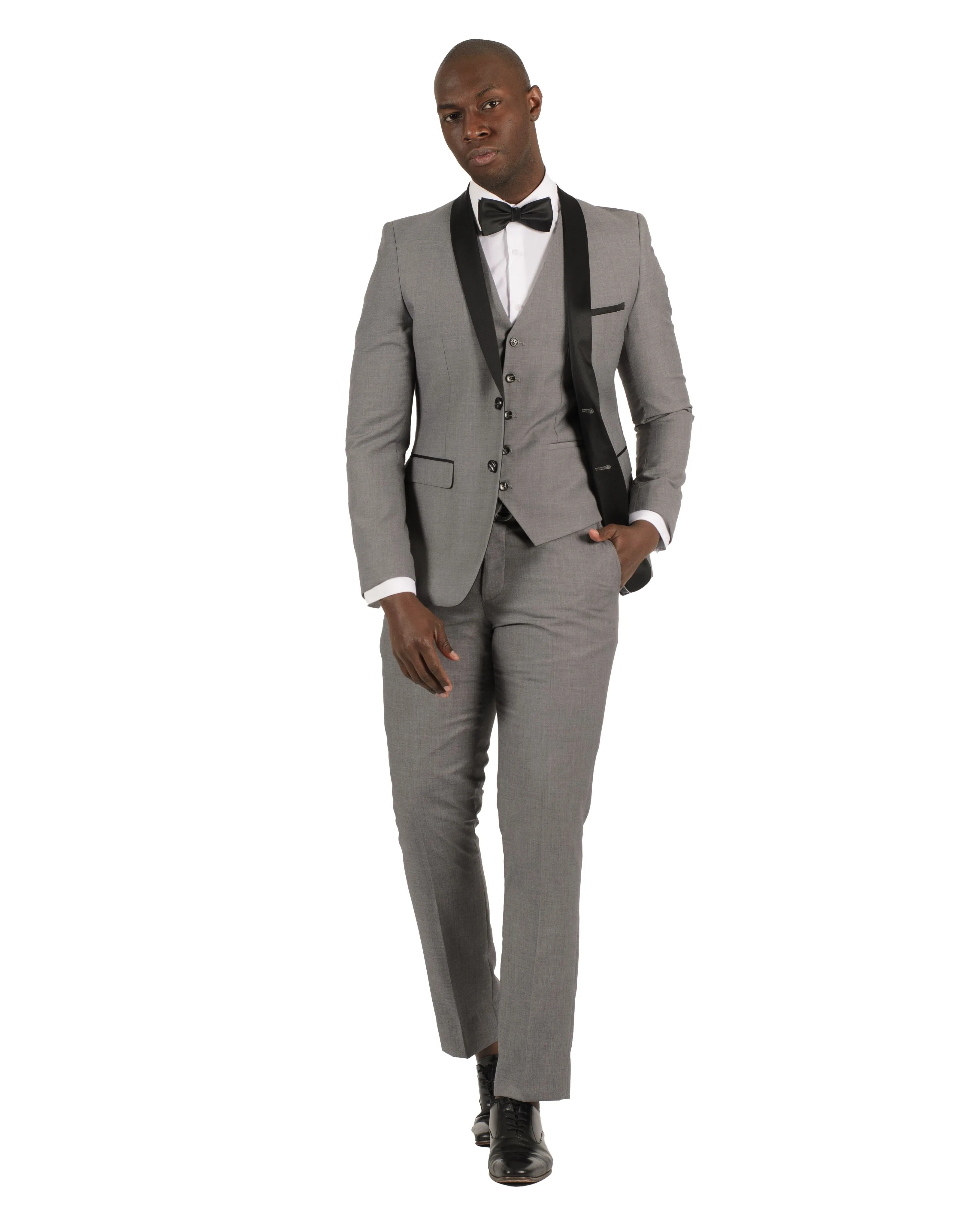 2 Button Shawl Lapel Light Grey Slim Fit Suit FF2SSX V-1230