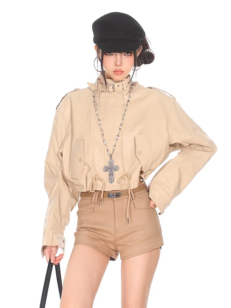 【24s Nov.】Khaki Short Biker Jacket