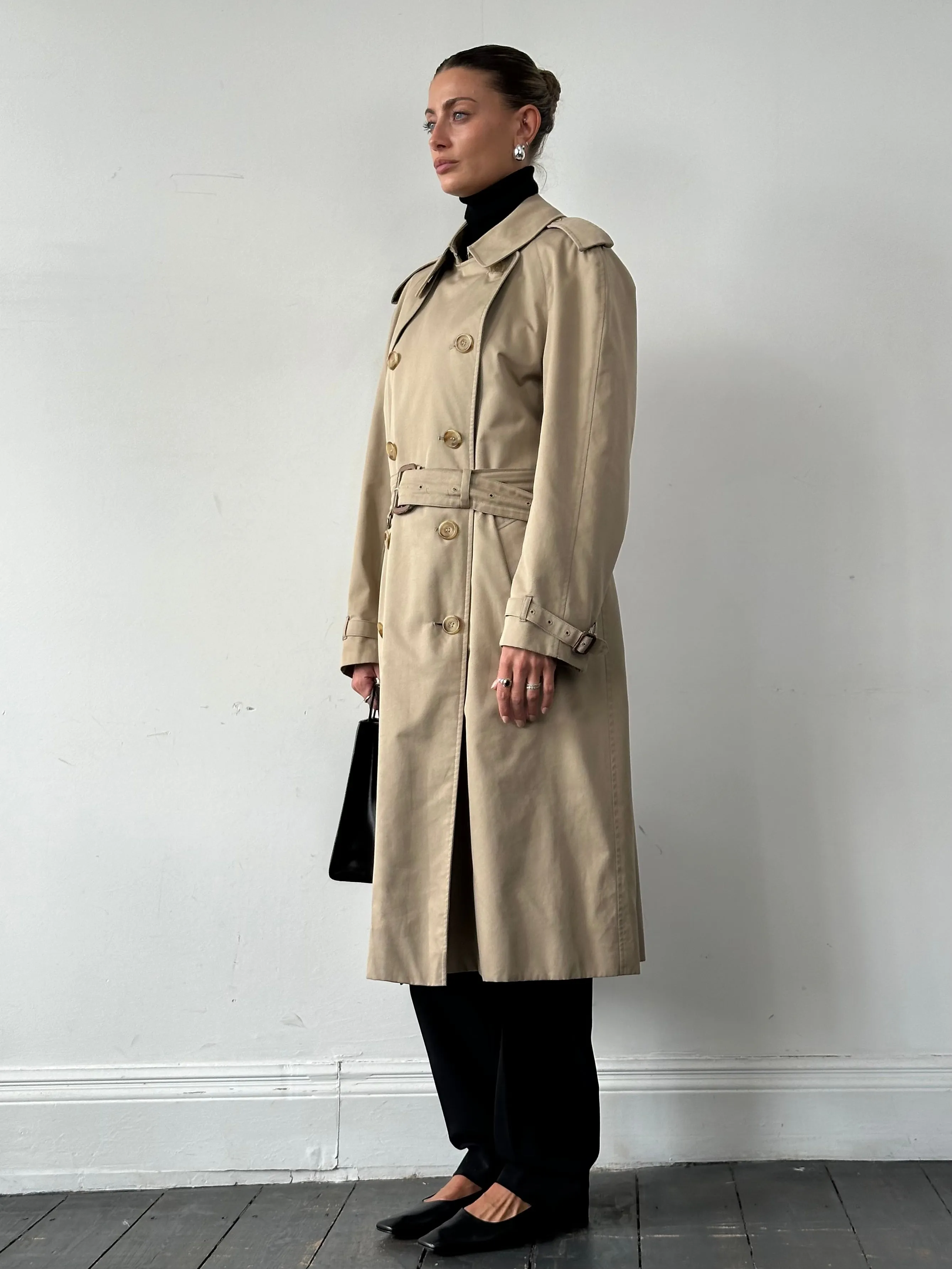 Aquascutum Cotton Double Breasted Belted Trench Coat - XL