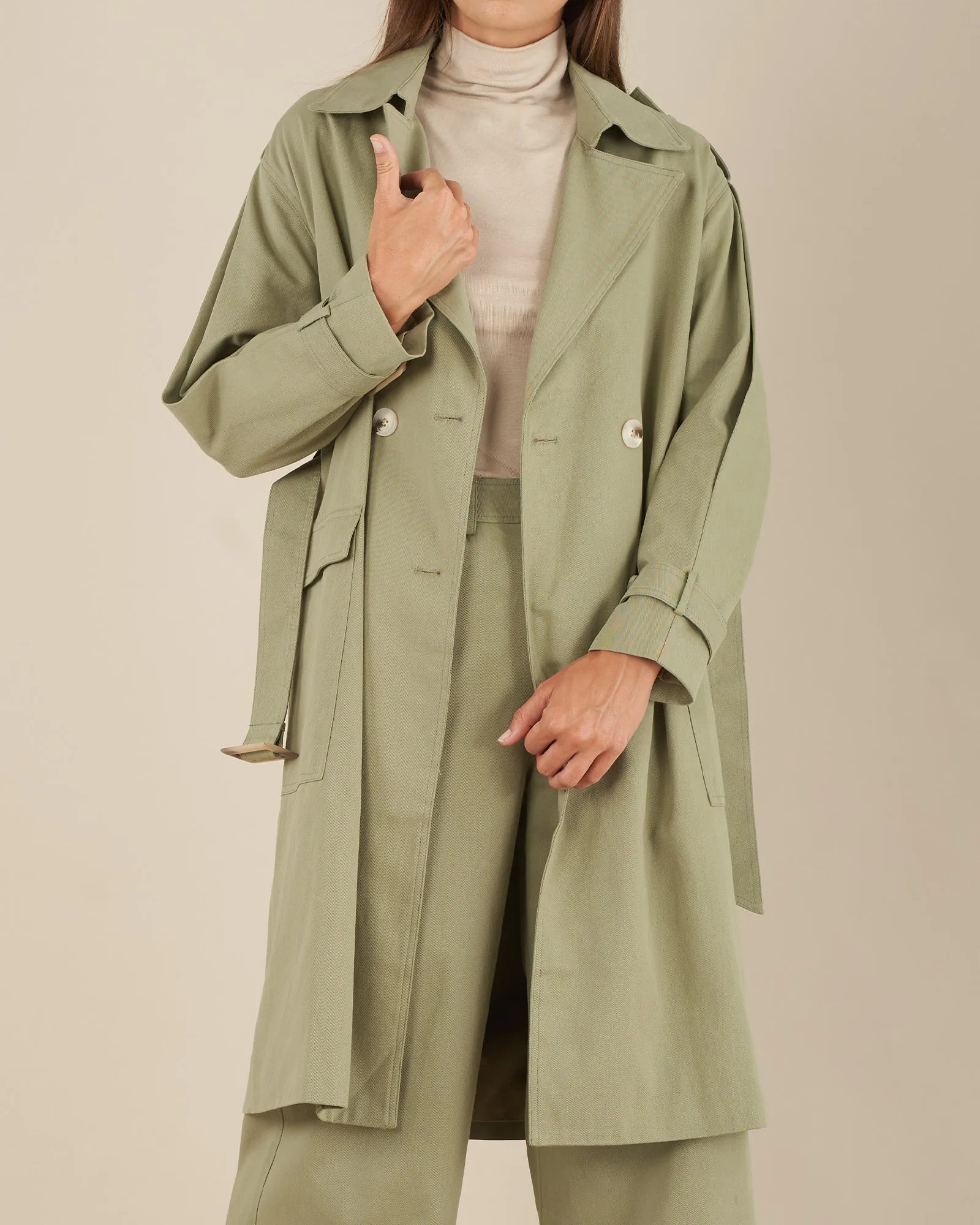 Arwen Trench Coat - Sage