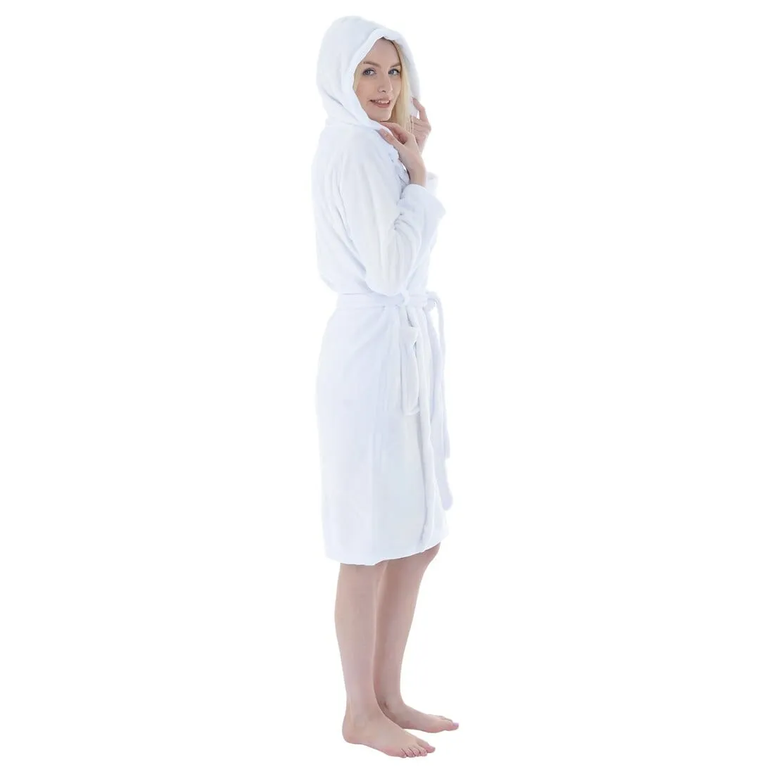 Autumn Faith Womens Deluxe Plush Robe With Hood And Pockets