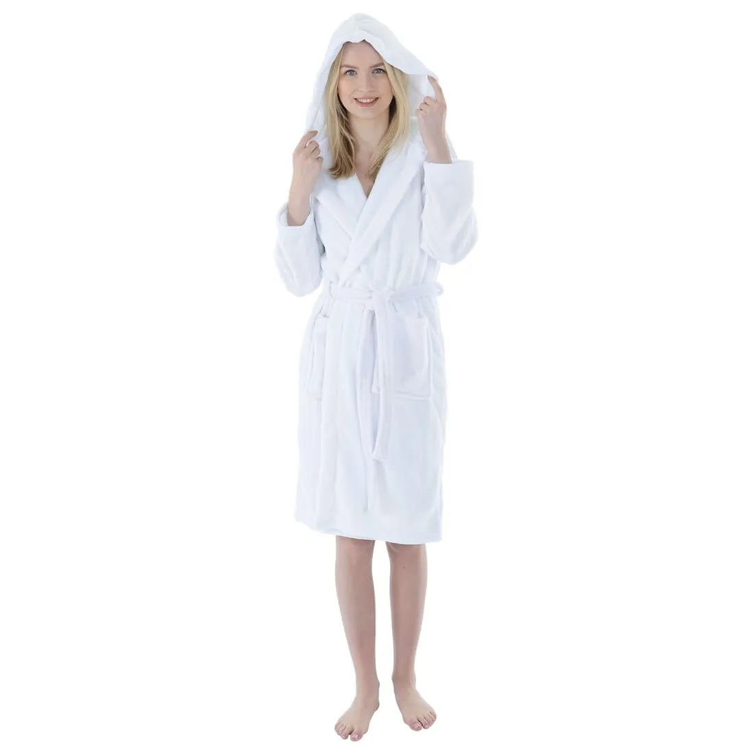 Autumn Faith Womens Deluxe Plush Robe With Hood And Pockets