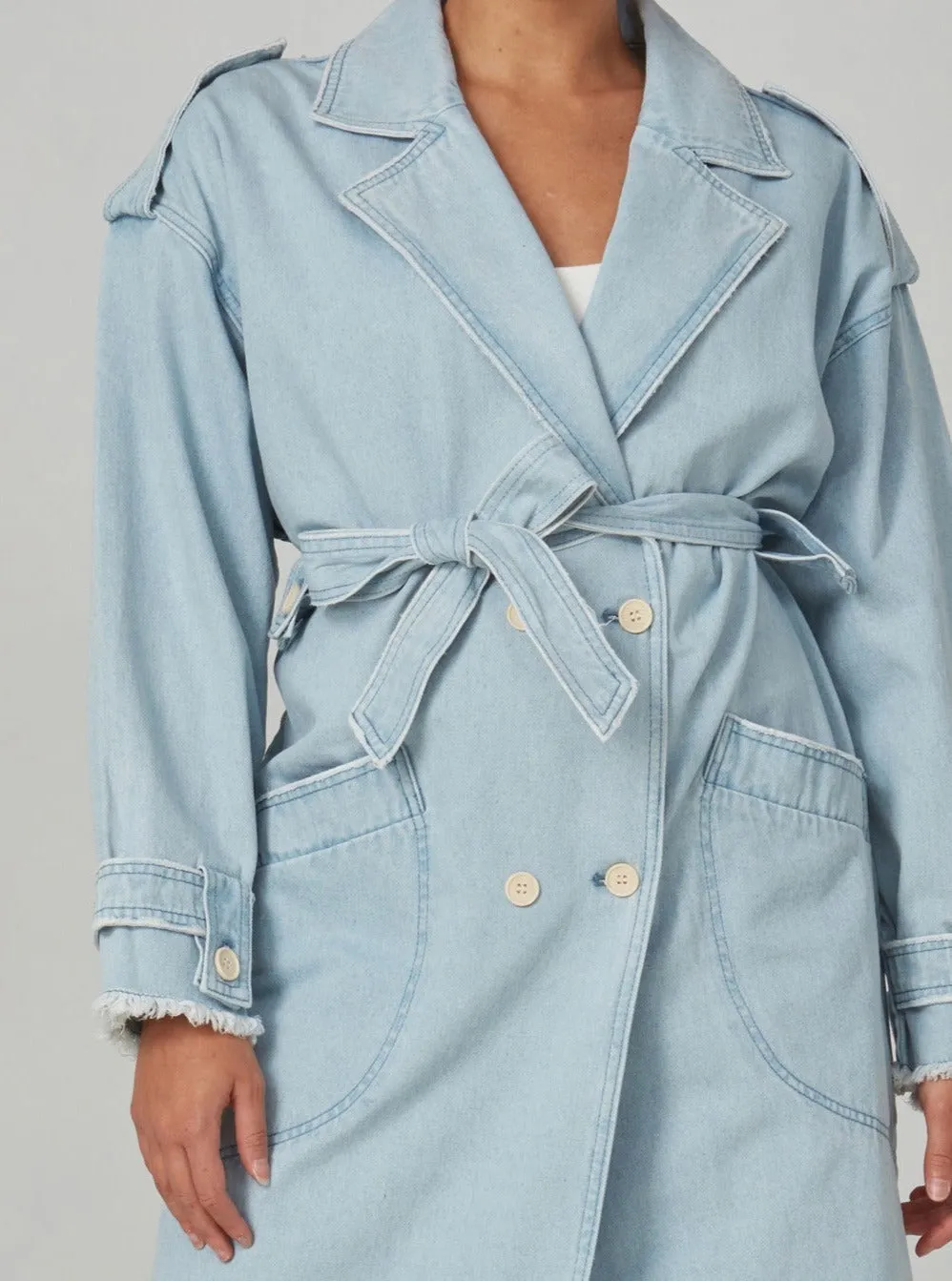 AVERY-BO Trench Coat - Blue Opal