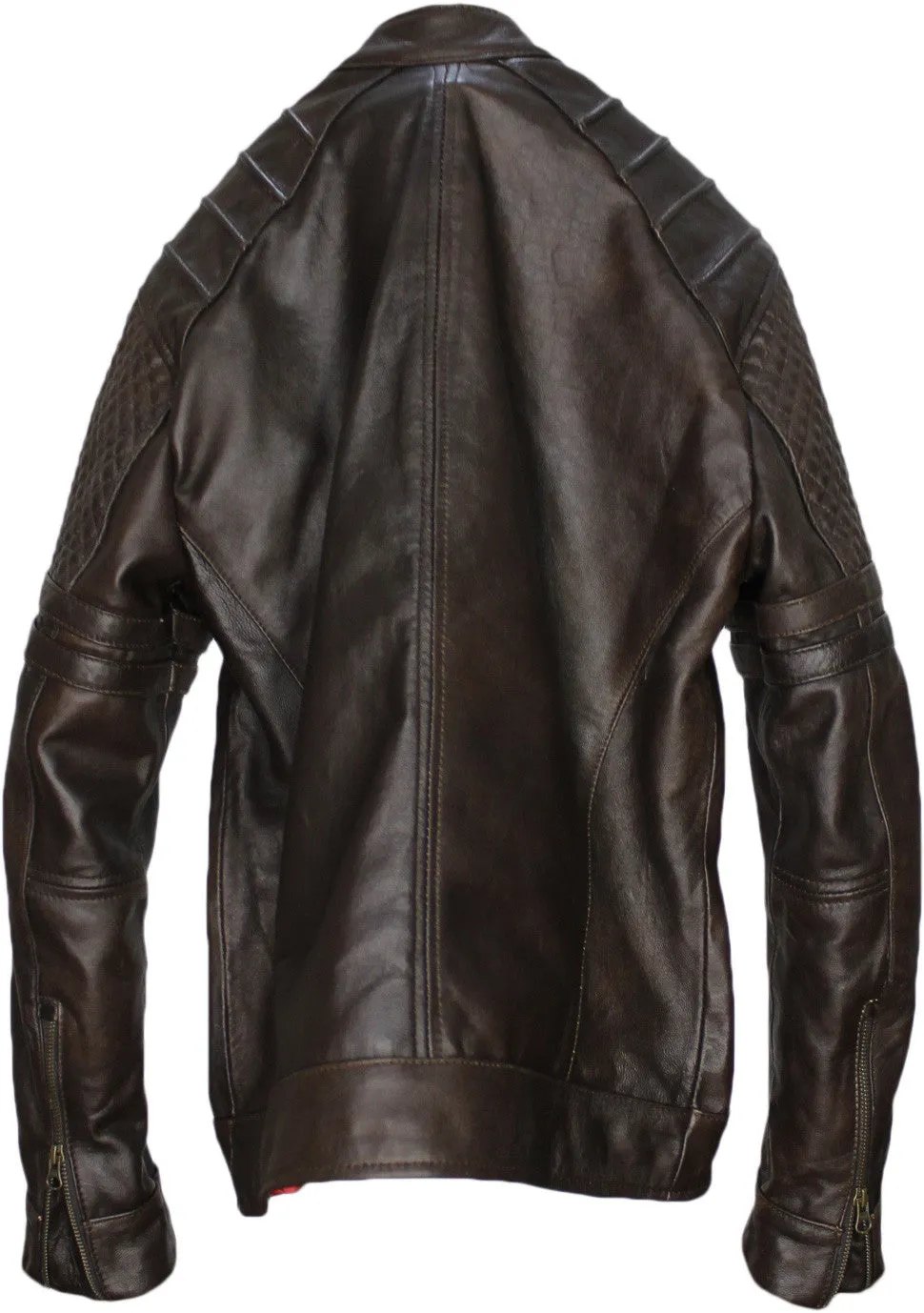 AXE Leather Jacket in Dark Brown Lambskin Cafe Racer