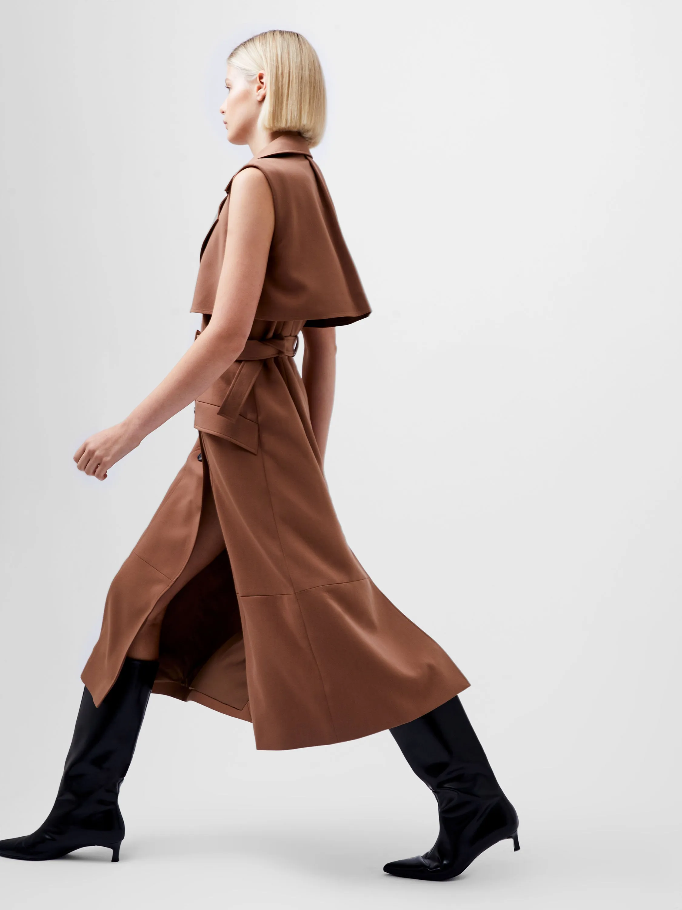 Azra Twill Sleeveless Trench Dress