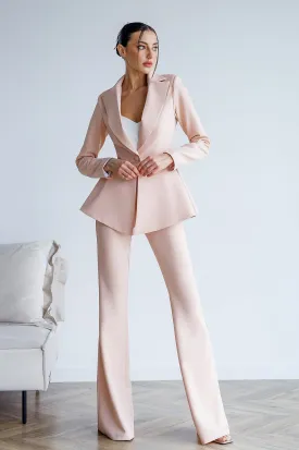 Beige Single-Breasted Suit 2-Piece