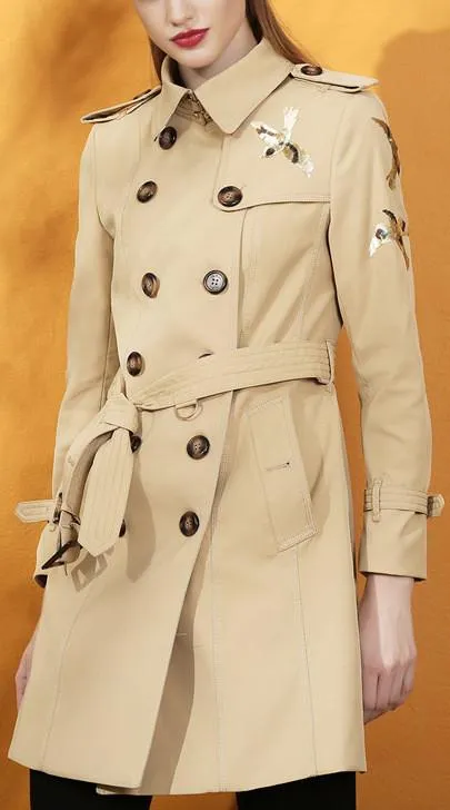 Bird Embellished Trench Coat