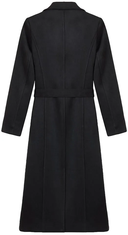 Black Double-Breasted Wool-Blend Coat