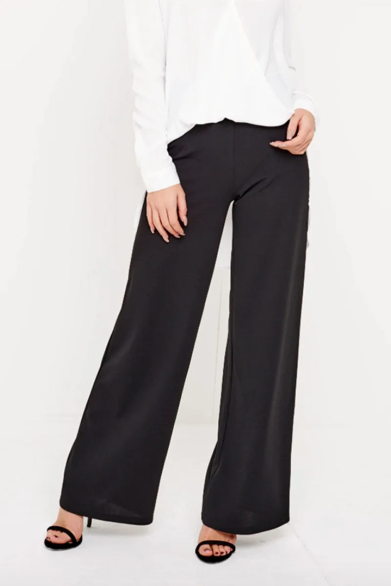 Black High Waisted Straight Leg Trousers