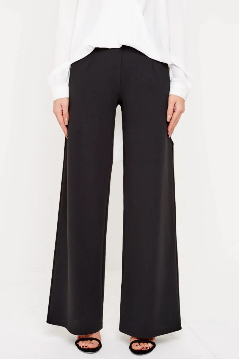 Black High Waisted Straight Leg Trousers