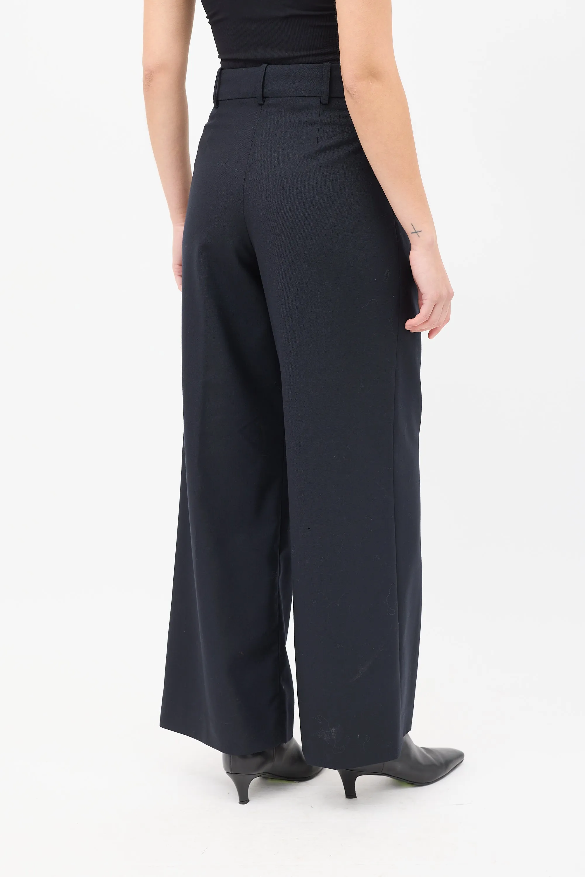 Black Wool Relaxed Fit Trouser