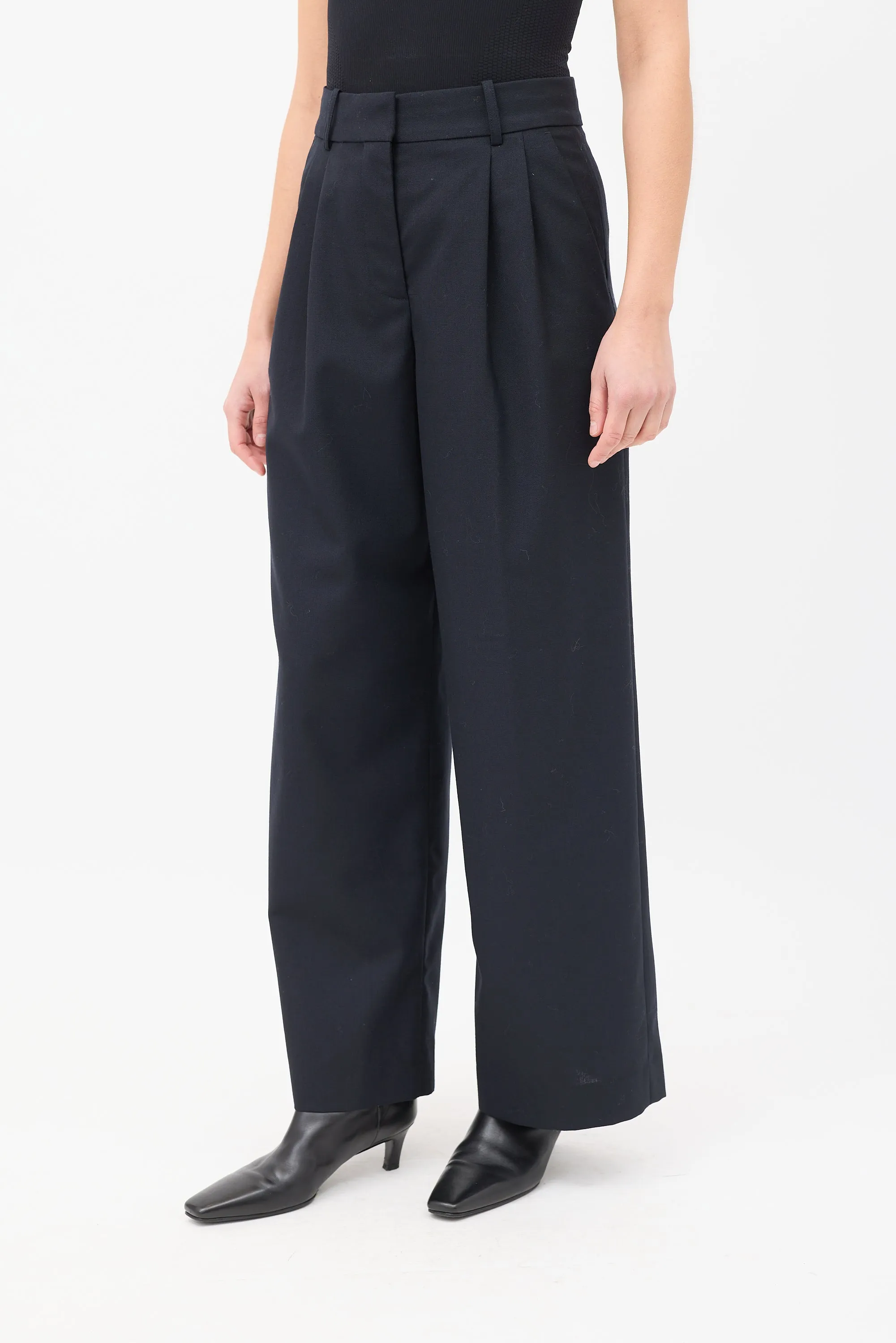 Black Wool Relaxed Fit Trouser