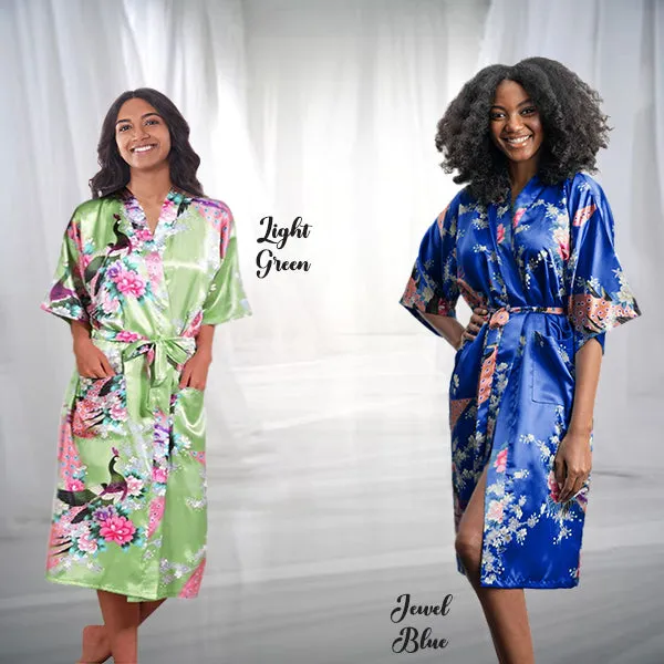 Bridesmaid Robe Set of 6, Floral, Womens Sizes 2-18, Mid Length