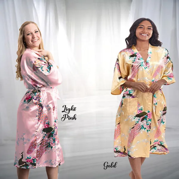 Bridesmaid Robe Set of 6, Floral, Womens Sizes 2-18, Mid Length