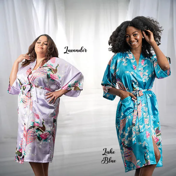 Bridesmaid Robe Set of 6, Floral, Womens Sizes 2-18, Mid Length