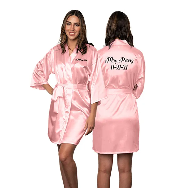 Bridesmaid Robe Set of 6, Personalized Robes in Front & Back, 26 Colors, 3T-6XL