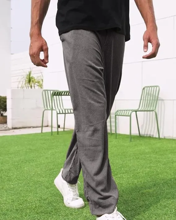 Casual Elastic Waist Straight Leg Trousers for Men XL S4688804