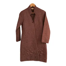 Cazz Quilted Long Sleeve Longline Coat Taupe Brown UK Size 10