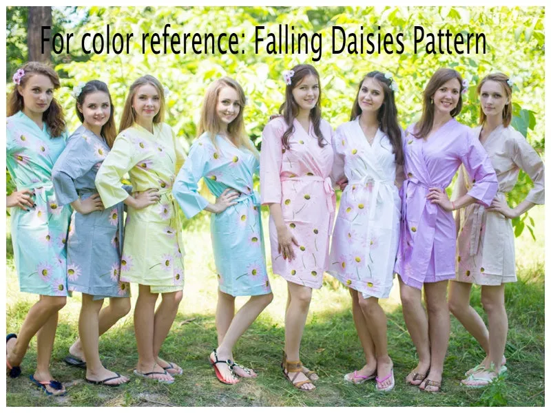 Champagne Falling Daisies Pattern Bridesmaids Robes