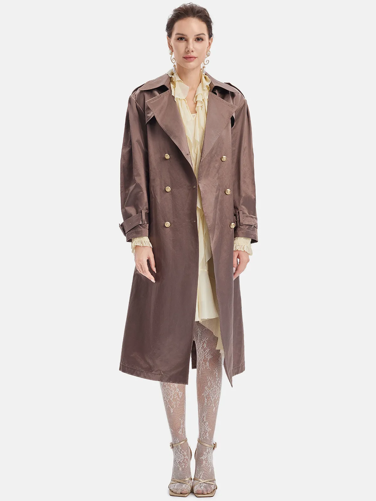 Classic Silky Wool Long Trench