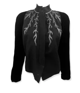 Dior 80s Haute Couture Velvet and Leather Beaded Jacket