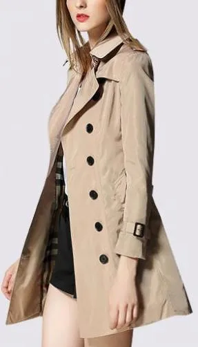 Double-Breasted Lightweight Trench Coat in Apricot