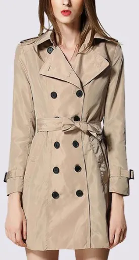 Double-Breasted Lightweight Trench Coat in Apricot