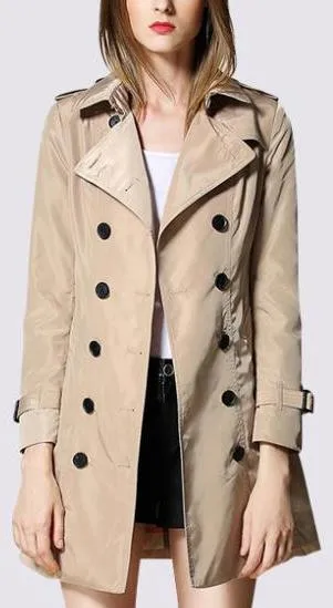 Double-Breasted Lightweight Trench Coat in Apricot