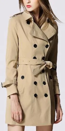 Double-Breasted Trench Coat in Khaki