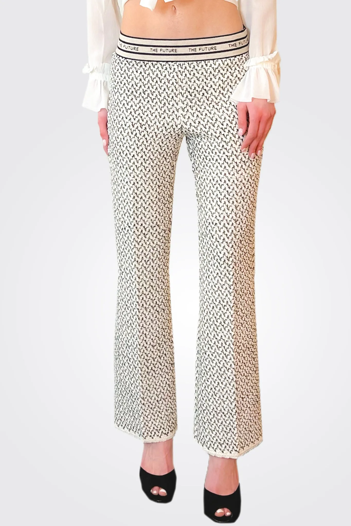 Faith Straight Leg Trousers - Black / White