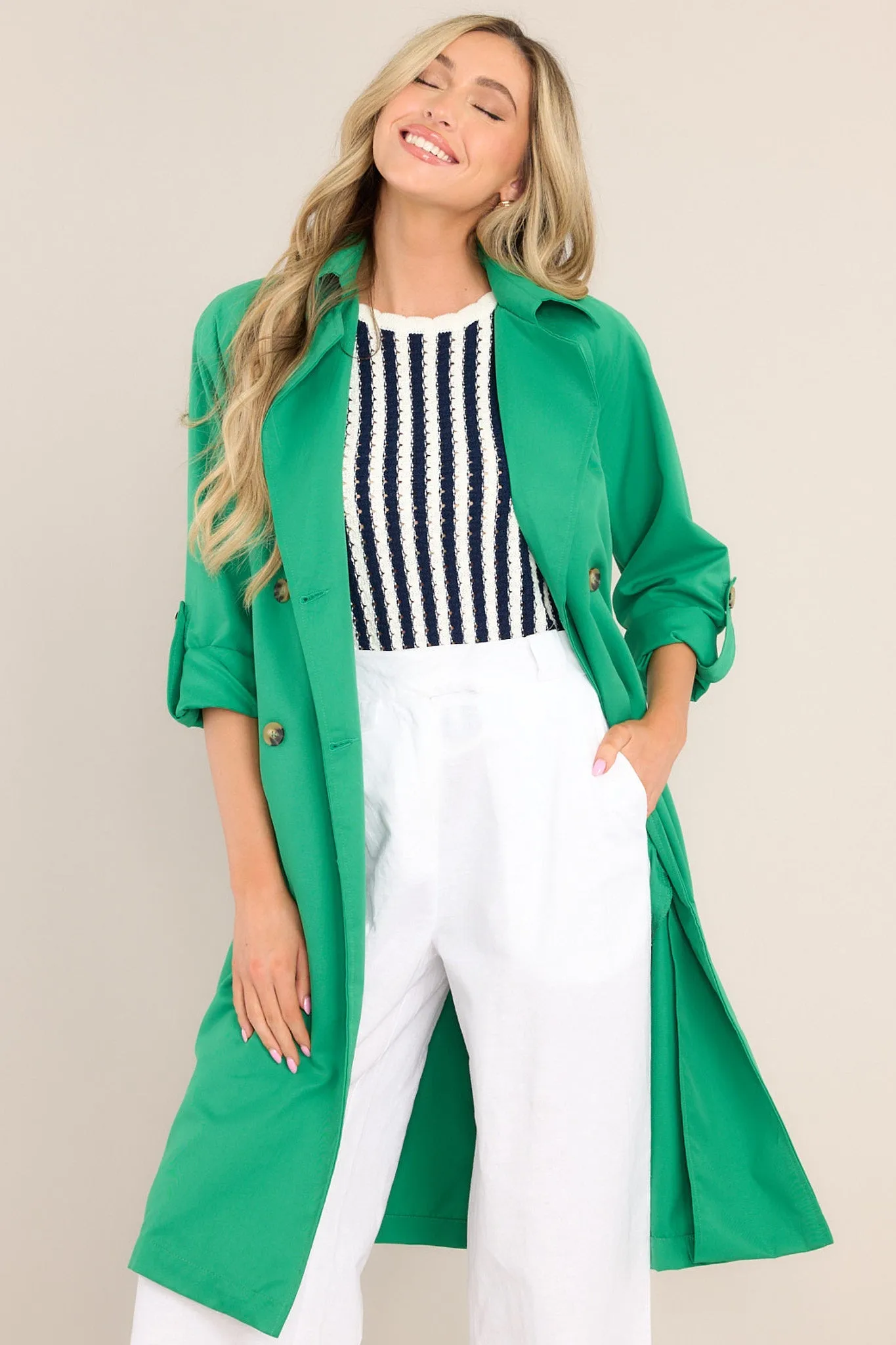 Feeling Lucky Kelly Green Trench Coat