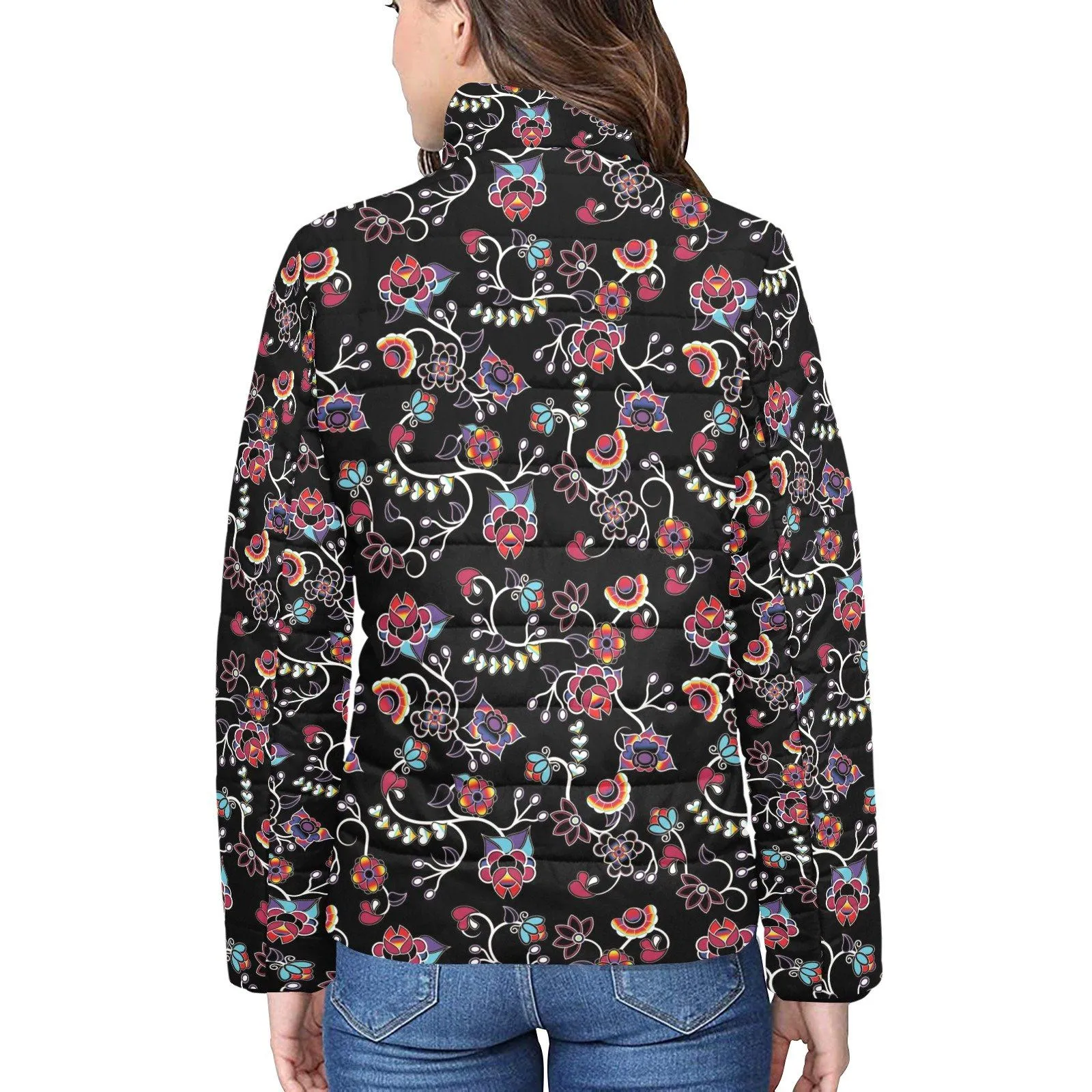 Floral Danseur Women's Stand Collar Padded Jacket