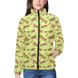 Gathering Lime Women's Stand Collar Padded Jacket