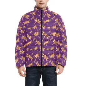 Gathering Yellow Purple Men's Stand Collar Padded Jacket