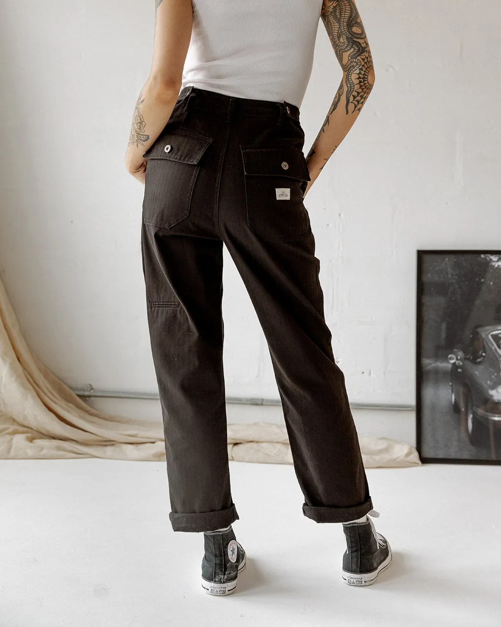 Herringbone Service Fatigue Pants - Black