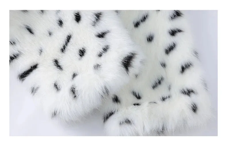 HEYFANCYSTYLE Cozy Polka Dot Faux Fur Coat