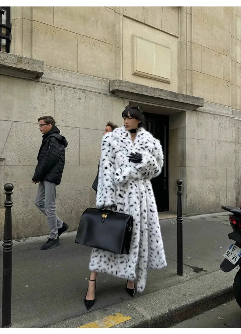 HEYFANCYSTYLE Cozy Polka Dot Faux Fur Coat