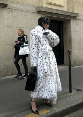 HEYFANCYSTYLE Cozy Polka Dot Faux Fur Coat