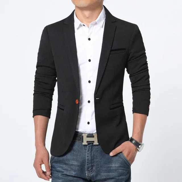 Luxury Slim Fit Cotton Men Blazer