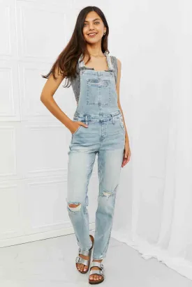 Melina Full Size Distressed Straight Leg Overalls