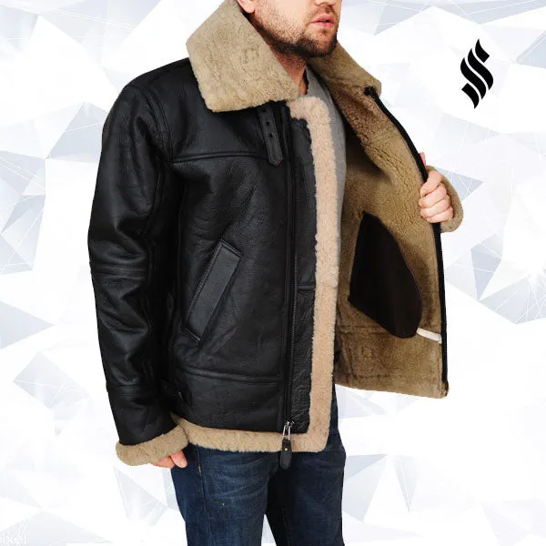 Men’s Black B3 Bomber Sheepskin Jacket