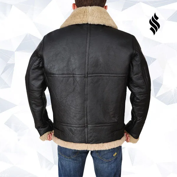 Men’s Black B3 Bomber Sheepskin Jacket