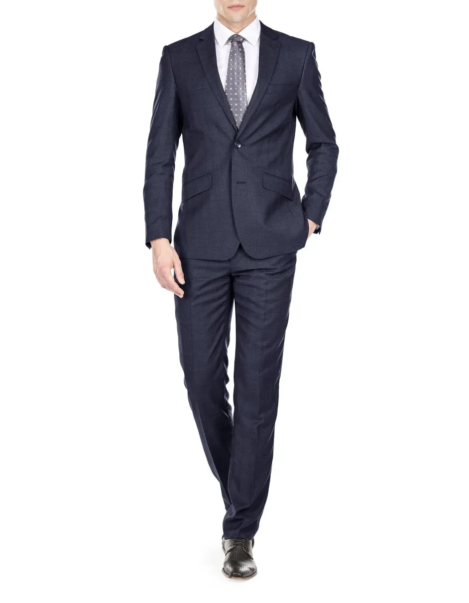 Mens Modern Fit Textured Suit Navy Blue