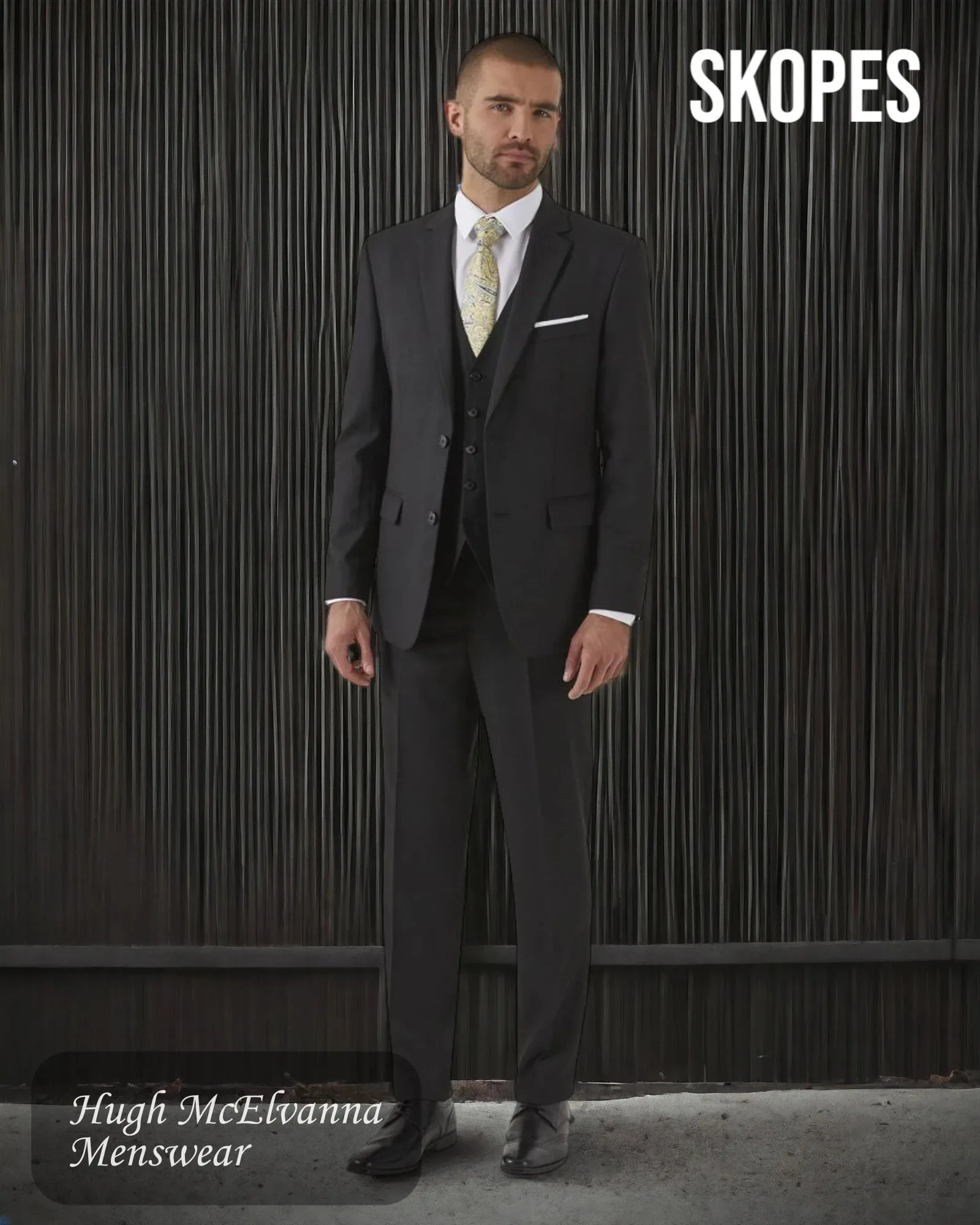 Mens ROMULUS Black Slim Fit Suit