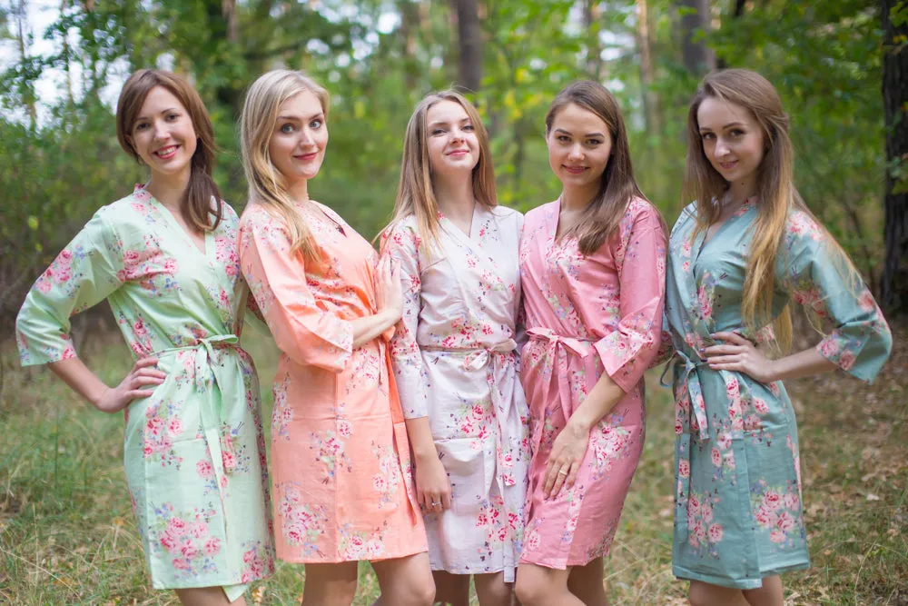 Mint, Peach & Grayed Jade Wedding Colors Bridesmaids Robes