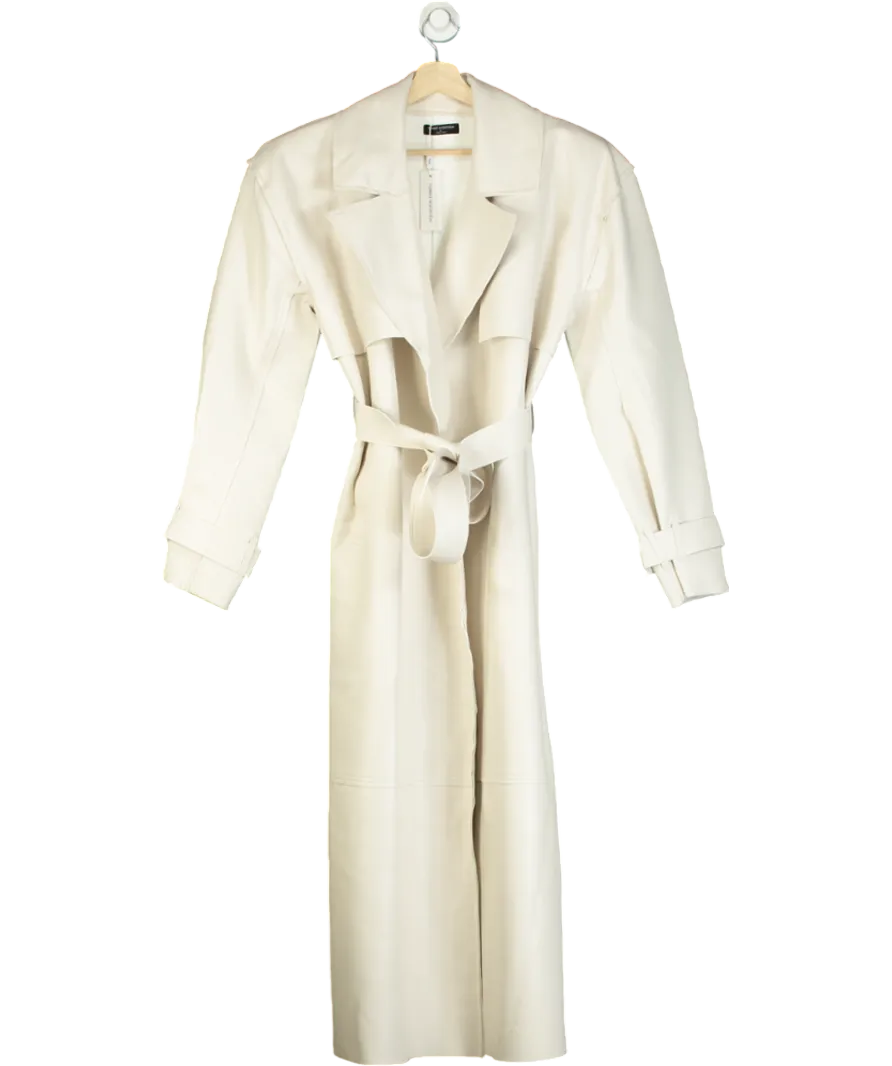 Naked Wardrobe Cream Vegan Leather Trench Coat UK XS