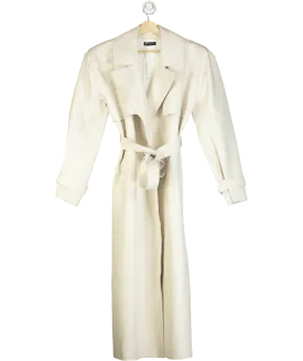 Naked Wardrobe Cream Vegan Leather Trench Coat UK XS