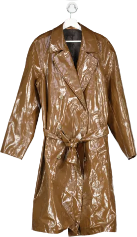 Nanushka Brown Belted Double Breasted Trench Coat UK M