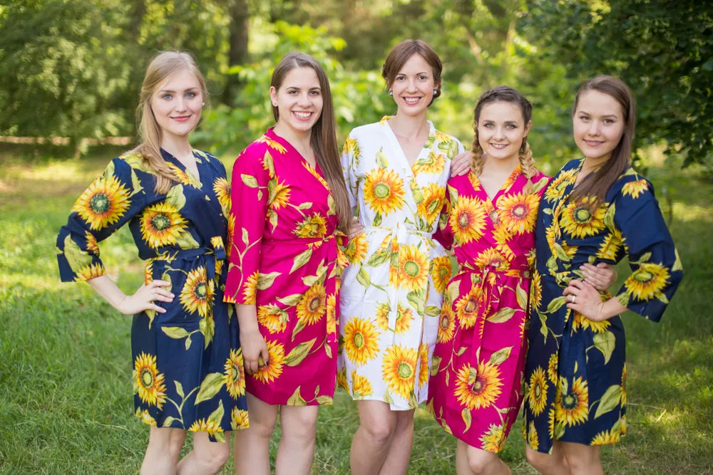 Navy Blue, Gold and Magenta Wedding Colors, Bridesmaids Robes